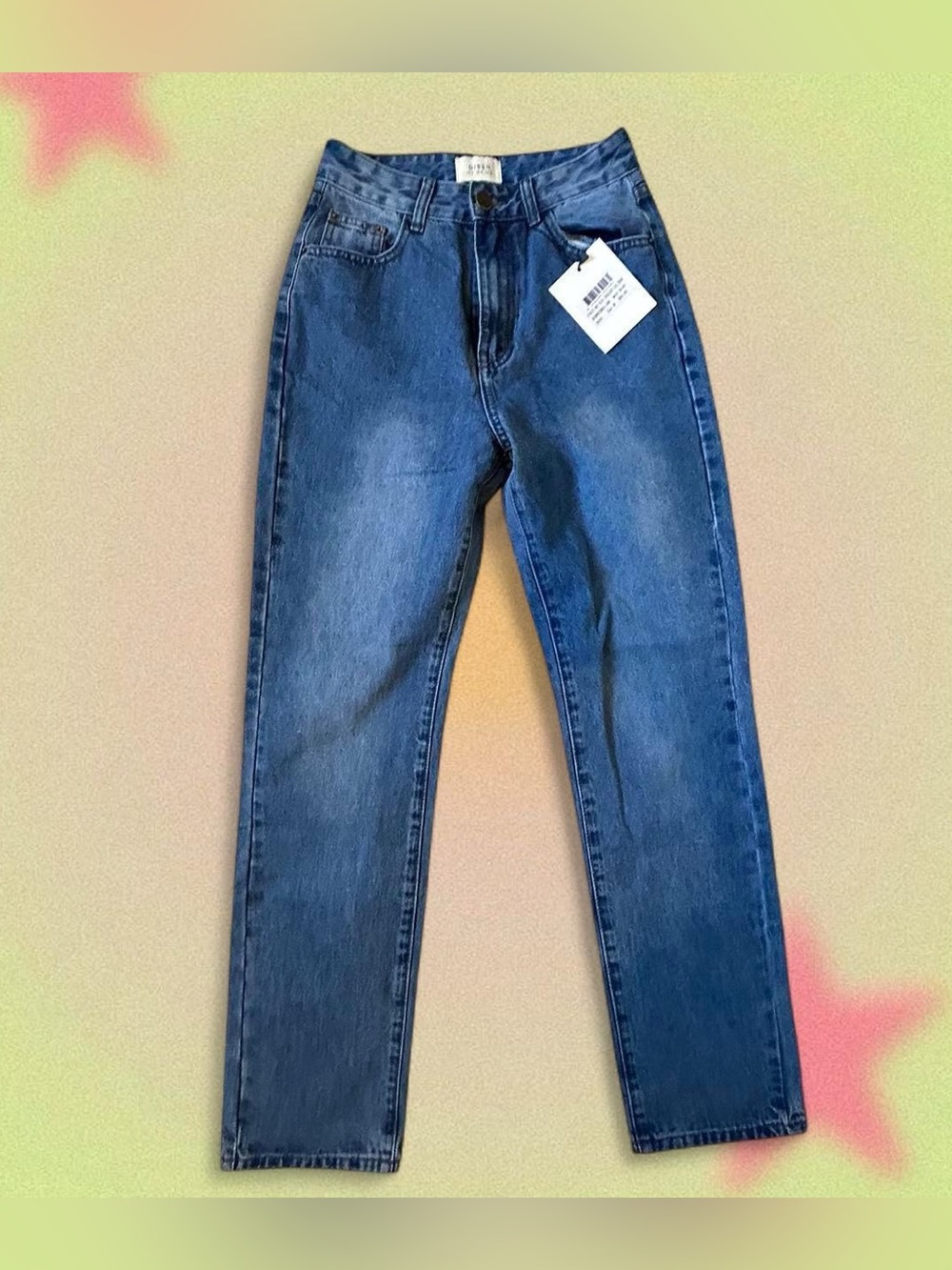 Medium wash straight leg jeans